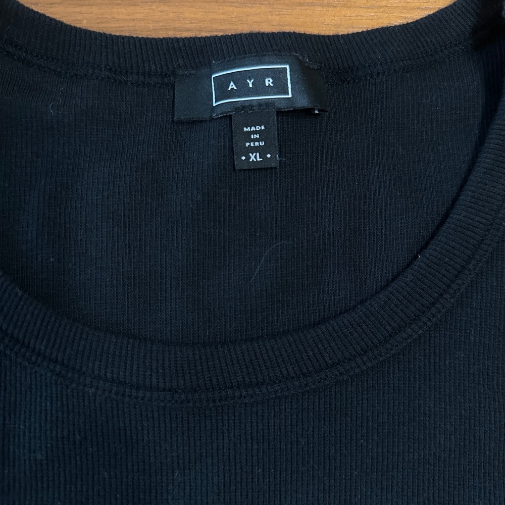 AYR The Exec Ribbed Tee Pima Cotton Blend Womens XL Black Quiet Luxury Classic - Picture 4 of 11